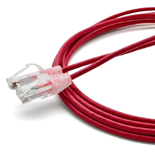 TRUECABLE Cat6 Component Rated Patch Cable, Unshielded (U/UTP), 10ft, Red, 28AWG Stranded Pure Copper, Snagless 10G High-Speed Ethernet Cable, PoE++ 4PPoE 100W, UL Listed, RoHS-3, 1 Pack