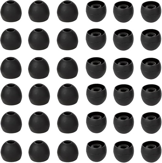 CYADCI 36 Pieces Medium Earbud Tips Soft and Comfortable Ear Bud Replacement Pieces Silicone Fit Most in-Ear Headphones，Inner Hole 3.8mm -5.5mm，Medium Black Earbud Replacement Tips