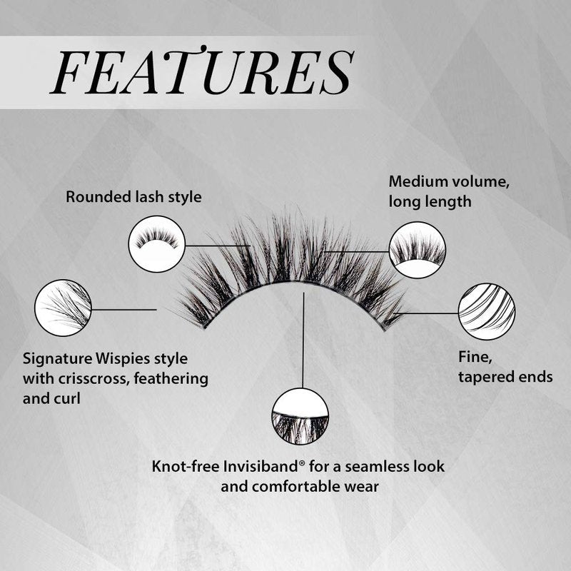 Ardell Faux Mink Lashes Wispies Eyelashes - Lightweight Reusable Strip Lashes with Invisiband, 4 Pack
