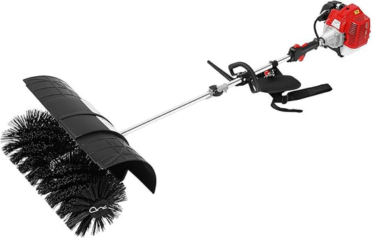 52CC Gas Handheld Sweeper, 2 Stroke 2.3HP Gasoline Power Snow Broom Driveway Turf Brush Outdoor Artificial Lawn Sweeper Cleaner Tools for Driveways Lawns Leaves Street Farms & Snow (Upgraded)