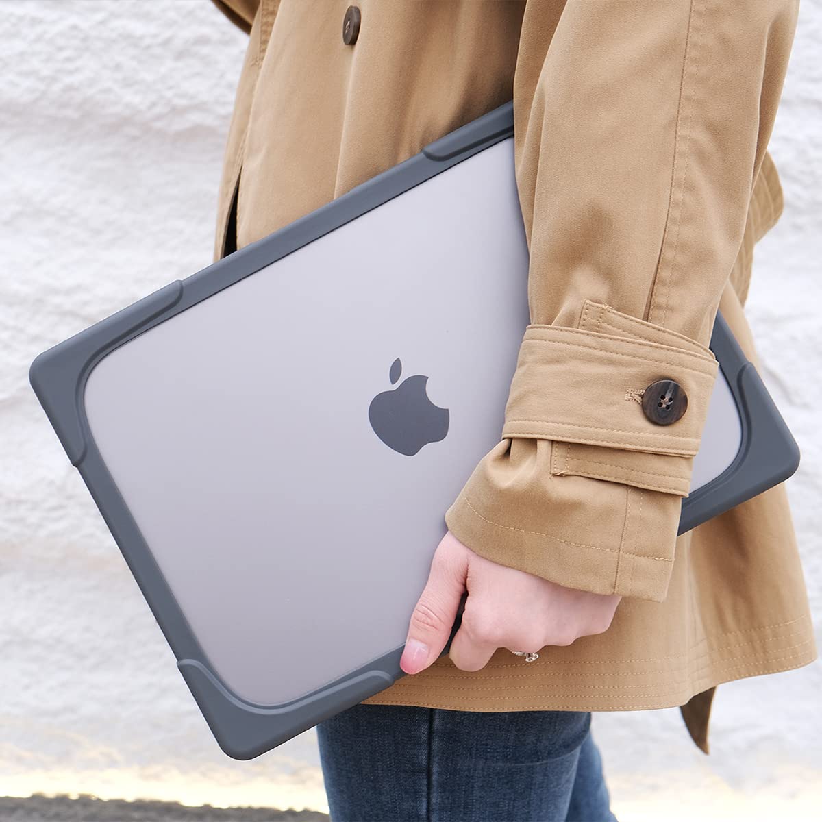 Batianda Heavy Duty Case for New MacBook Pro 16 inch 2026 M5 2024 M4 2023 M3 2021 M2 Pro Max Chip- Ergonomic Foldable Kickstand (Holds 22lbs/Zero Wobble) Matte Translucent Rugged Armor Cover, Gray