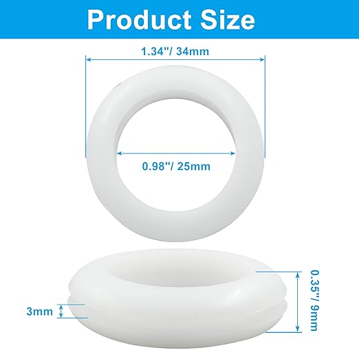 Kyuionty 12 Pcs Rubber Grommets, 0.98" Inside Diameter 1" Drill Hole Rubber Wire Grommets O Ring Grommets for Wire, Firewall, Cables, Plugs (White)