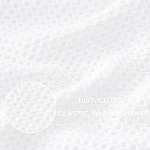 Homaxy Kitchen Dish Cloths - Ultra Soft 100% Cotton Waffle Weave, Quick Drying, 12x12 Inches, 6-Pack, White