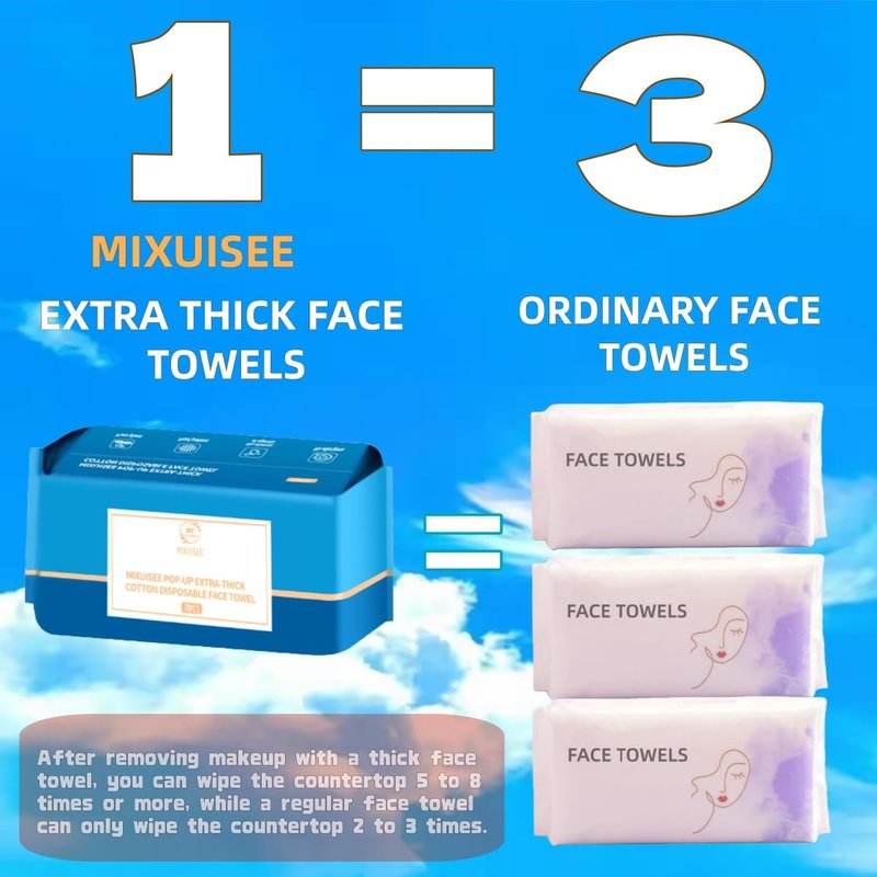 Thick & Soft Disposable Face Towels - 100% Cotton Facial Cloths for Makeup Removal | 300 Pieces