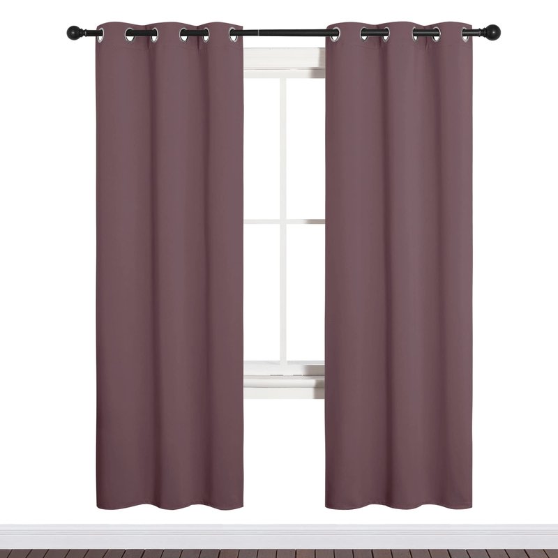NICETOWN Bedroom Curtain Panels Blackout Draperies, Dry Rose, 1 Pair, 34 by 72-inch, Thermal Insulated Solid Grommet Blackout Curtains/Drapes