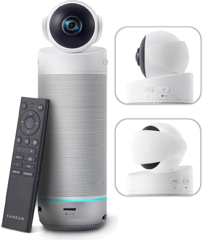 KanDao Meeting S 1080P HD Conference Room Camera, AI Face Recognition and Speaker Tracking, 8 Noise Cancelling Mics, Smart Zoom, Automatic Focus, 180-Degree, Plug & Play, Compatible with Teams, Skype