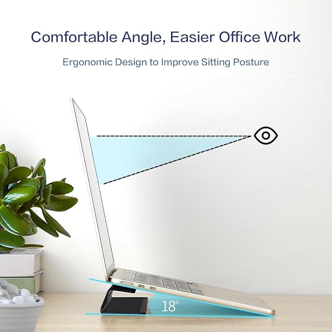Psitek Portable Laptop Wedge Airflow Cooling Stand, Aluminium Laptops Feet Legs Improved Ergonomics, Stability, and Versatility - Compatible with MacBook and All Laptop, with Ruler