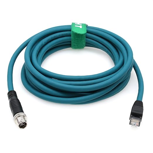 HangTon X-Code Ethernet M12 8 Pin RJ45 Network Data Cable for Cognex in Sight DataMan Keyence IV3 SR5000 Sensor Camera Switch Automation Control PLC 25m
