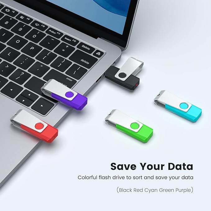 Aiibe 5 Pack 64GB Flash Drive USB Flash Drives 64GB Thumb Drive USB 2.0 Memory Stick USB Drives Jump Drive 64 GB Multipack (64G, 5 Mixed Colors: Black Red Cyan Green Purple)
