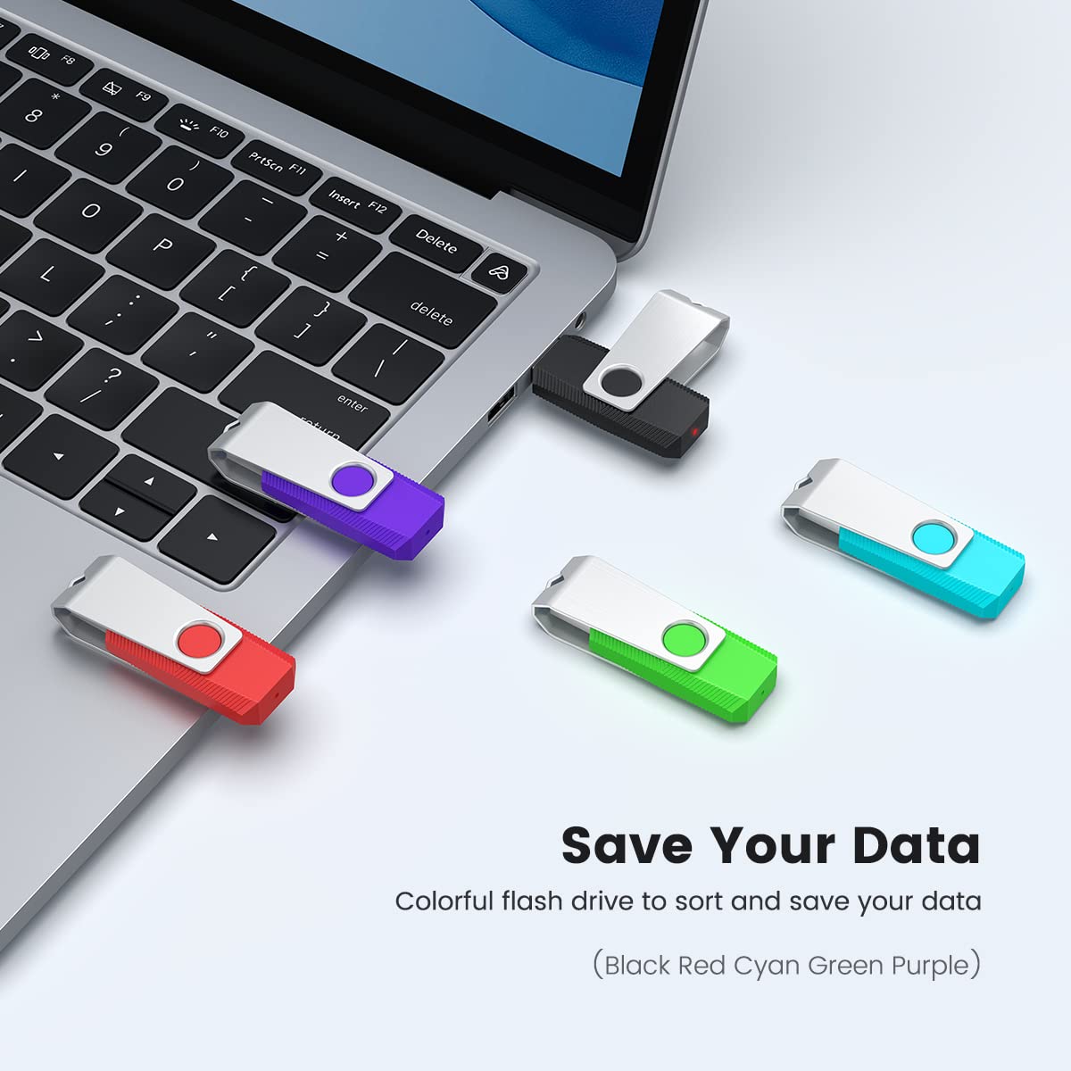 Aiibe 128GB Flash Drive 3.0 5 Pack 128GB USB 3.0 Flash Drive Thumb Drives 128 GB Memory Stick Jump Drives USB Drive Multi Pack (128G, 5 Mixed Colors: Black Red Cyan Green Purple)