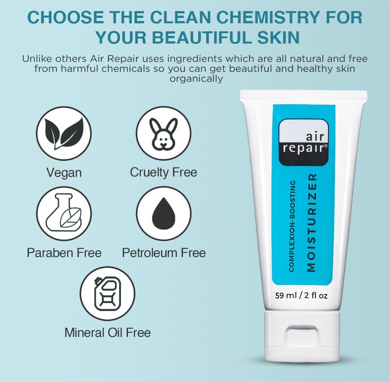 Air Repair Complexion Boosting Moisturizer with Hyaluronic Acid & Ceramide, Skin Barrier Repair Moisturizer for Dry Skin, Hydrating Face Moisturizer Reduces Aging & Wrinkles, Vegan & Cruelty Free