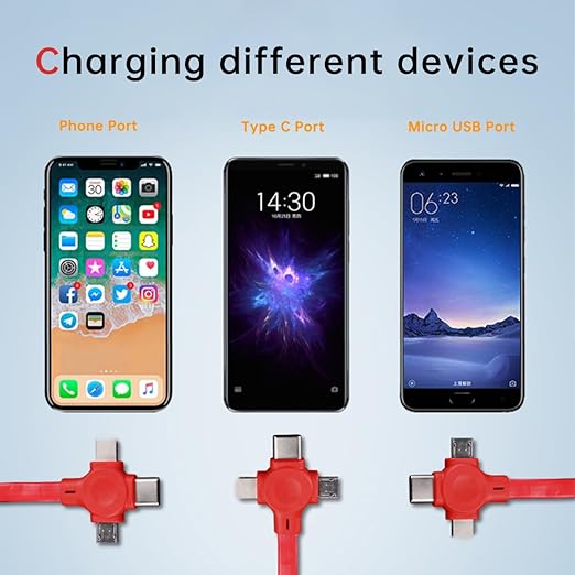 Gartmost 6 Pcs 3 in 1 Retractable Multi Fast Chargers Cable Bulk(3.28FT) with USB C/Micro USB/L and Phone Stand, Compatible with iPhone 17/16/15/14/13/12/11/10/9/8/Android/Tablet