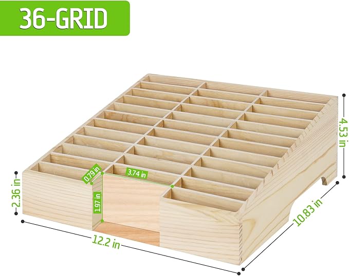 Lzttyee Wooden 36-Grid Cell Phones Storage Box Desktop Mobile Phone Holder Organizer for Office School Classroom (36-Grid)