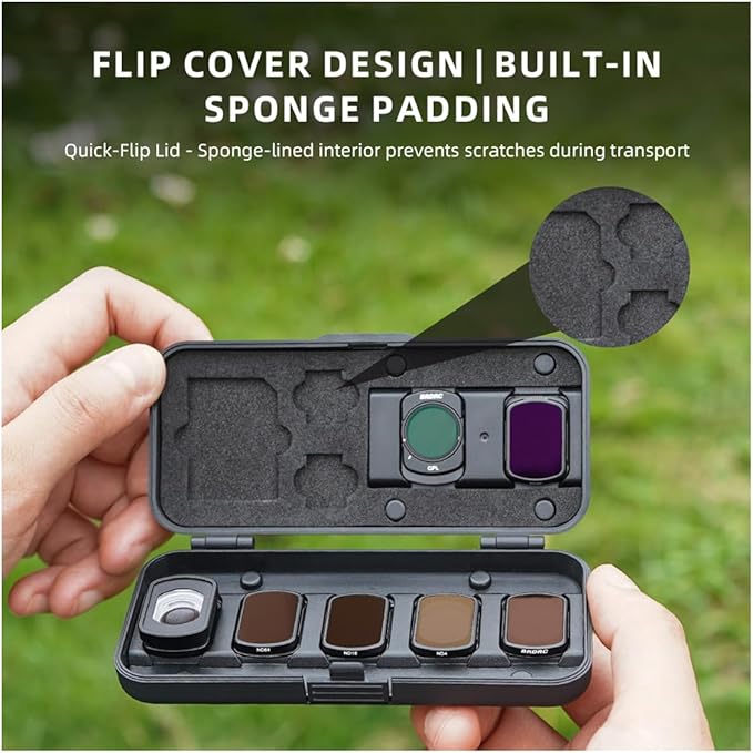 Sinyutia Filter Case for DJI Pocket 4/3, Magnetic Lens Filter Storage Case for DJI Osmo Pocket 3/4 Creator Combo Accessories, ND-UV-CPL Wide Angle Macro Lens TF/SD Card Organizer