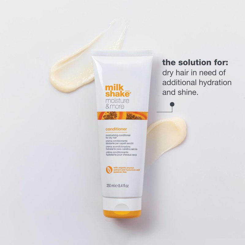 milk_shake moisture & more conditioner | creamy formula to hydrate and soften dry hair | for smoother, shinier, easy-to-manage hair | 8.1 fl oz