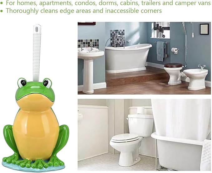 Toilet Plunger and Brush Set, Frog Shape Toilet Brush Stand with Toilet Brush, Standing Toilet Brush Set for Bathroom Cleaning