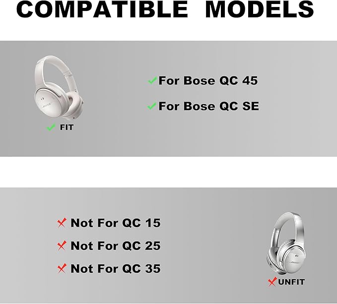 ZORIVASTRA Replacement Ear Pads - Compatible with Bose QuietComfort 45 / SE Headphones, Soft Protein Leather,Premium Noise Cancelling Earpads, Durable & Comfortable Ear Cushions (QC 45-White)