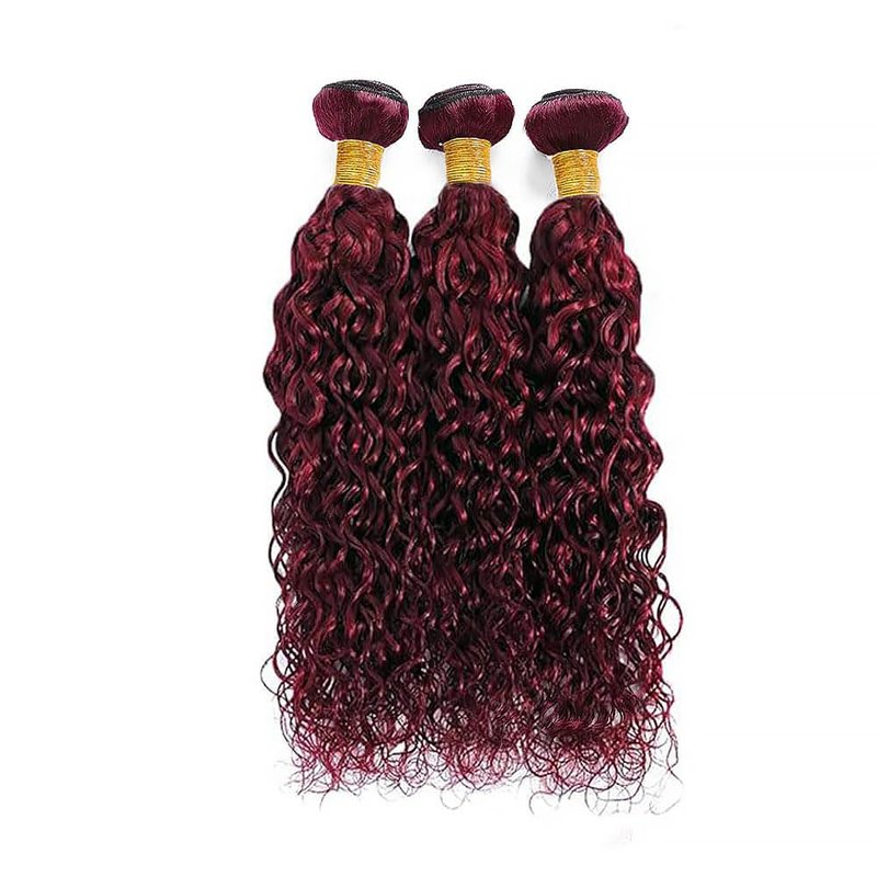 Water Wave Human Hair Bundles 16 18 20 Inch #99J Burgundy Bundles Human Hair Wine Red 12A Unprocessed Native Virgin Hair 50G Per Bundle 3 Extensions Wet and Wavy Weave for Women