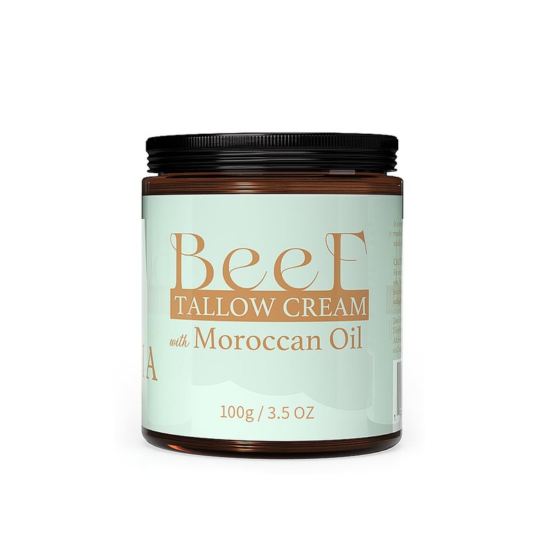 Beef Tallow for Skin - Organic Grass Fed Beef Tallow Balm, Whipped Beef Tallow for Face & Body, Moisturizer for Dry Skin, Shea Butter with Moroccan Oil (3.5 oz)
