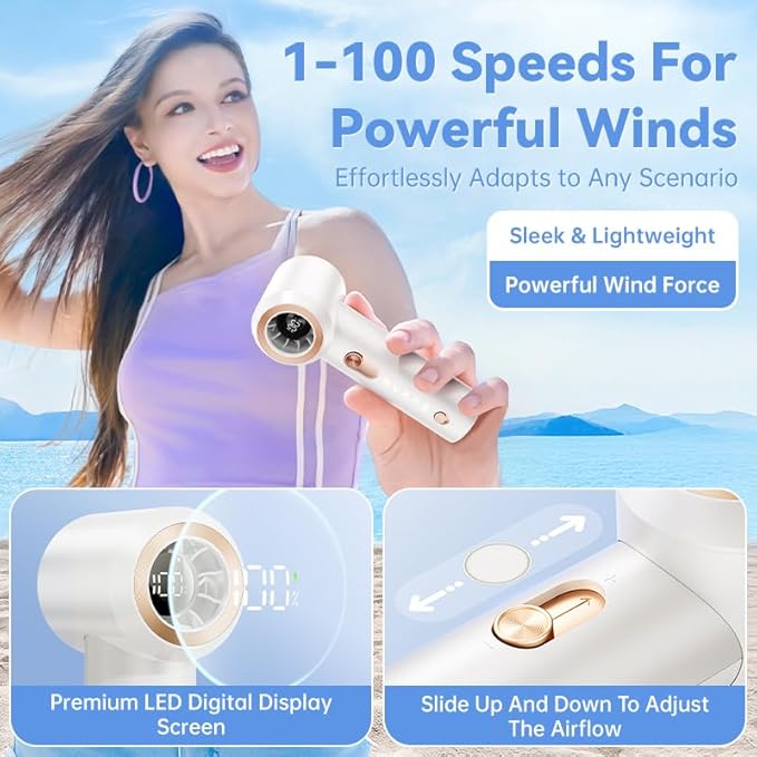 MUXNW Portable Fan For Travel Mini: Small Pocket Handheld Personal Rechargeable Battery Operated USB High Speed Keeping Cool In Hot Weather Beach Gifts For Women (white)
