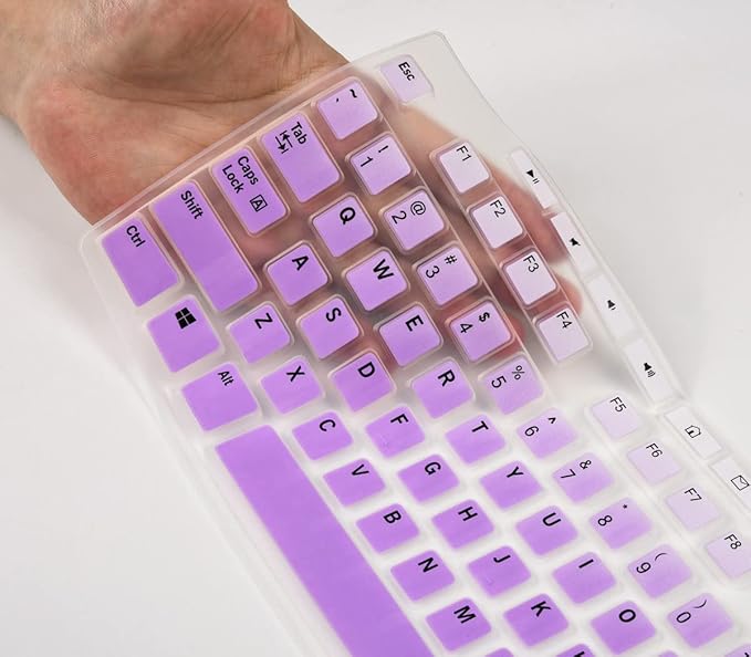 Keyboard Cover for Logitech MK295 MK270 K270 Keyboard, Logitech MK370 MK270 K270 Keyboard Skin Protector - Gradual Purple