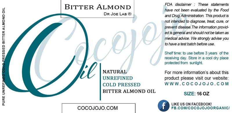 Dr Joe Lab Bitter Almond Oil - 16 oz - Pure, All Natural, Non GMO, Carrier Oil - for Skin, Hair, Body, Nails, Face, Arms & Legs - Hydrates, Nourishes, Moisturizes
