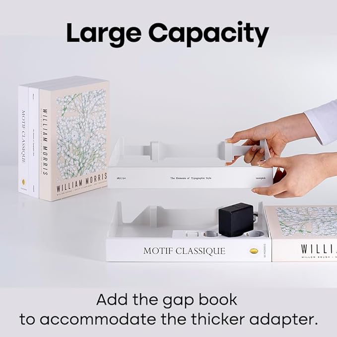 TastePick Book Shape Decorative Cable Management Box - Expandable Cable Organizer Box with Magnetic Closure for Home & Office (William Morris, Large)