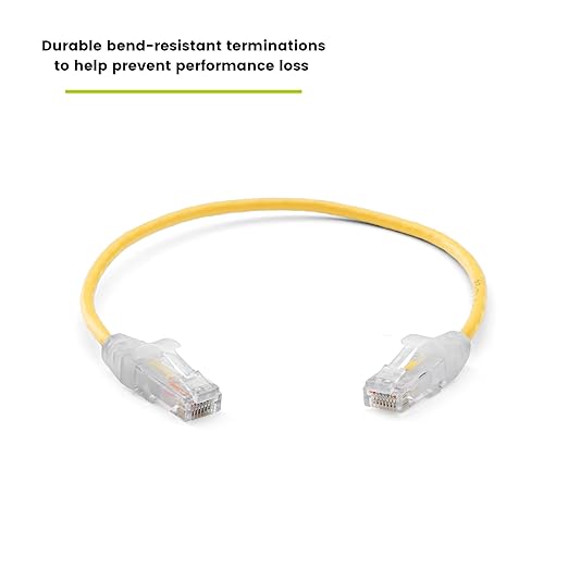 TRUECABLE Cat6 Component Rated Patch Cable, Unshielded (U/UTP), 1ft, Yellow, 28AWG Stranded Pure Copper, Snagless 10G High-Speed Ethernet Cable, PoE++ 4PPoE 100W, UL Listed, RoHS-3, 1 Pack