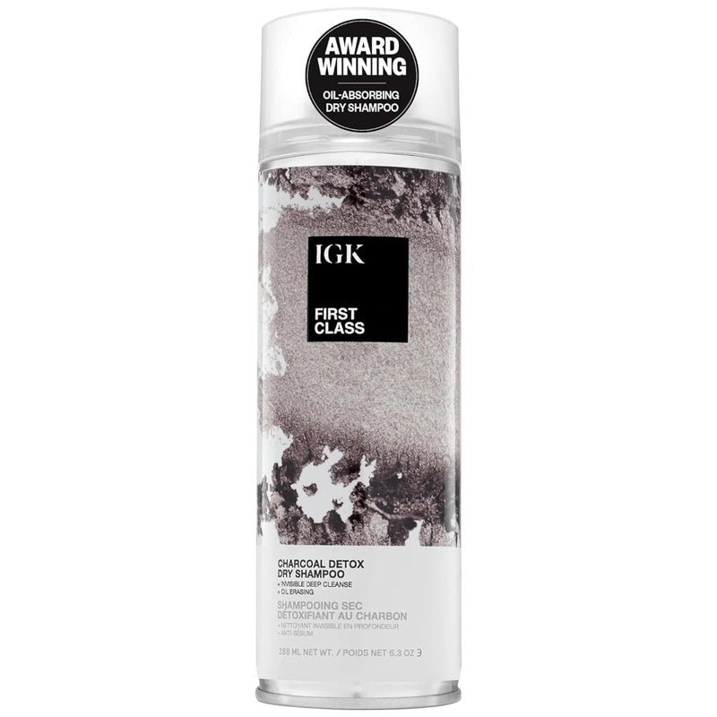 IGK First Class Charcoal Detox Dry Shampoo - Oil Absorbing & Volumizing Spray for Brunette/Blonde Hair | 6.3 oz