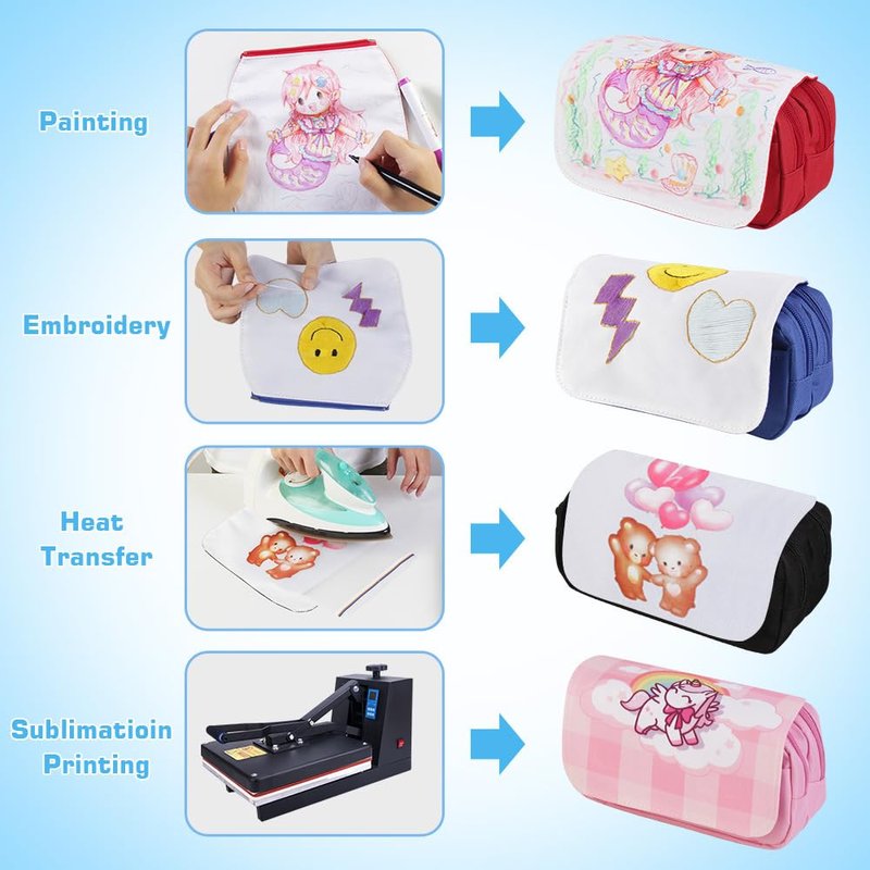 Dispalang Printable Blanks Cosmetic Bags Pencil Case Multipurpose DIY Heat Transfer Makeup Bags Toiletry Pouch with Removable Flap for Sublimation