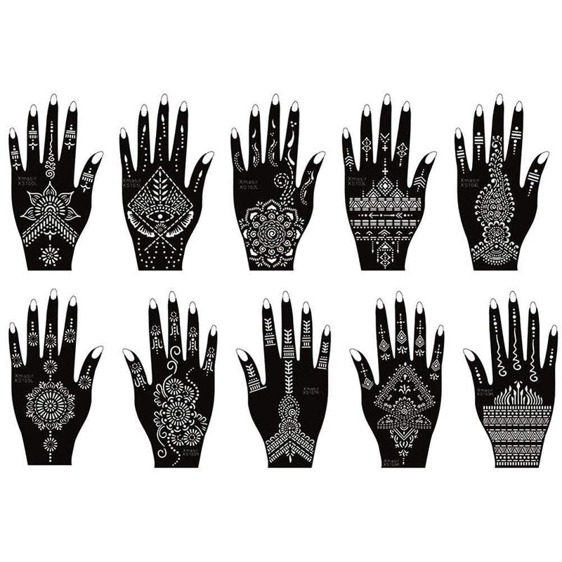 Xmasir Pack of 24 Sheets Temporary Tattoo Templates,Self-Adhesive Henna Indian Arabian Temporary Tattoo Sticker for Body Paint