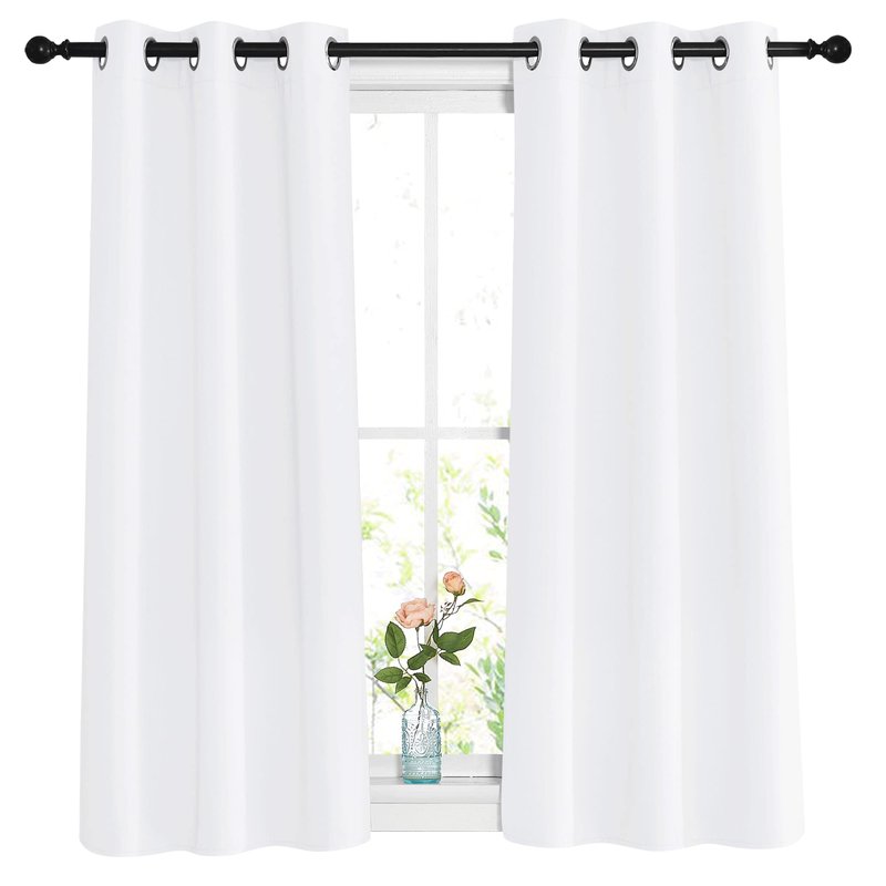 NICETOWN White Room Darkening Curtain Panels - Thermal Insulated Grommet 50% Room Darkening Window Drapes and Curtains for Bedroom/Basement (Set of 2, W37 x L54)