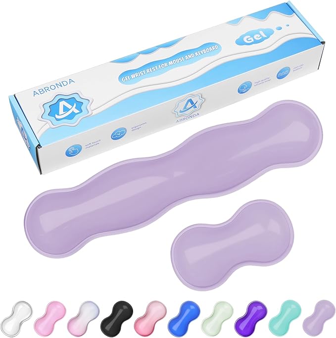 ABRONDA Gel Wrist Rest for Keyboard and Mouse, Wrist Rest for Keyboard, Mouse Wrist Support, Pain Relief, Cool Touch, Non-Skid, Keyboard and Mouse Wrist pad Set
