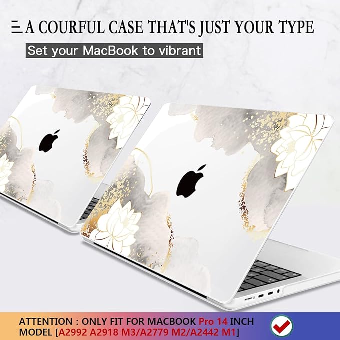 CISSOOK Compatible with MacBook Pro 14 inch Case 2026-2021 Release Model: M5 A3434 M4 A3112 A3185 A3401 M3 A2992 A2918 M2 A2779 A2442 M1 Pro/Max, Lotus Hard Shell Case for MacBook Pro 14