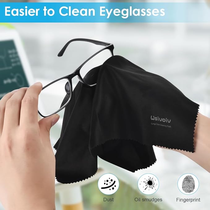 Wsivoiv 6PCS Large Eyeglass Cleaning Cloths, 12 x12 in Screen Cleaner