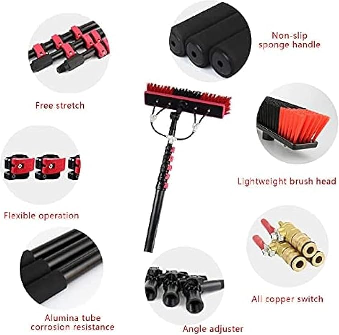 Telescopic Window Cleaning Pole 3.610.8m Water Fed Brush for Solar Panel & Conservatory Roof Cleaning 10.8m/36FT Essential Cleaning Tool for Photovoltaic Panels