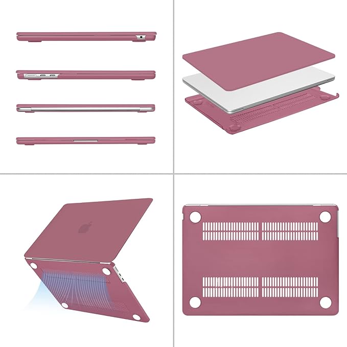 MOSISO Compatible with MacBook Air 13 inch Case M5 2026 M4 2025 M3 M2 2024-2022 A3449 A3240 A3113 A2681, Hard Shell&Keyboard Cover&Screen Film&Type C for MacBook Air 13.6 inch Case, Dusty Rose