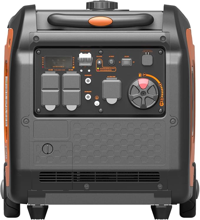 GENMAX Portable Generator，5500W Ultra-Quiet Gas Engine, EPA Compliant, Eco-Mode Feature, Ultra Lightweight for Backup Home Use & Camping (GM5500i)
