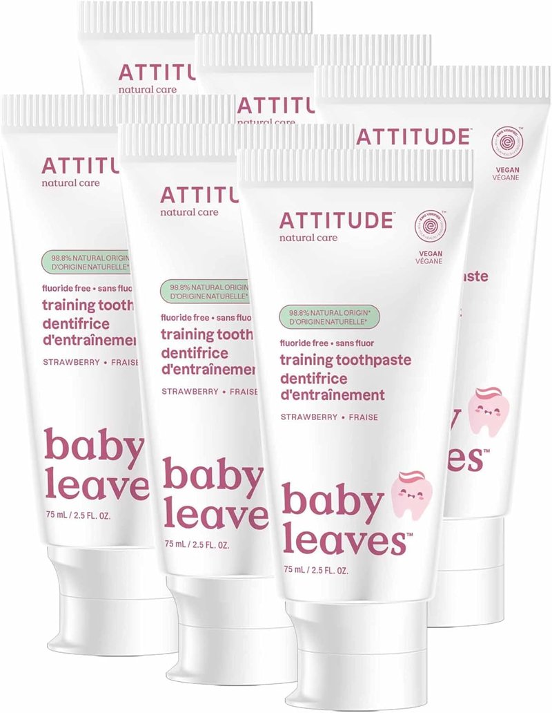 Fluoride-Free Training Toothpaste for Kids - Natural Vegan Strawberry Flavor | 2.6 Oz (Pack of 6)