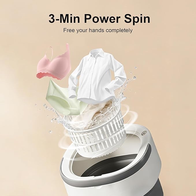 Portable Washing Machine - 20L Mini Foldable Washer with Spin Basket, 3 Cleaning Modes & Deep Cleaning for Small Clothes, Collapsible Laundry for Apartment, Home, Hotel and Travel (Gray)
