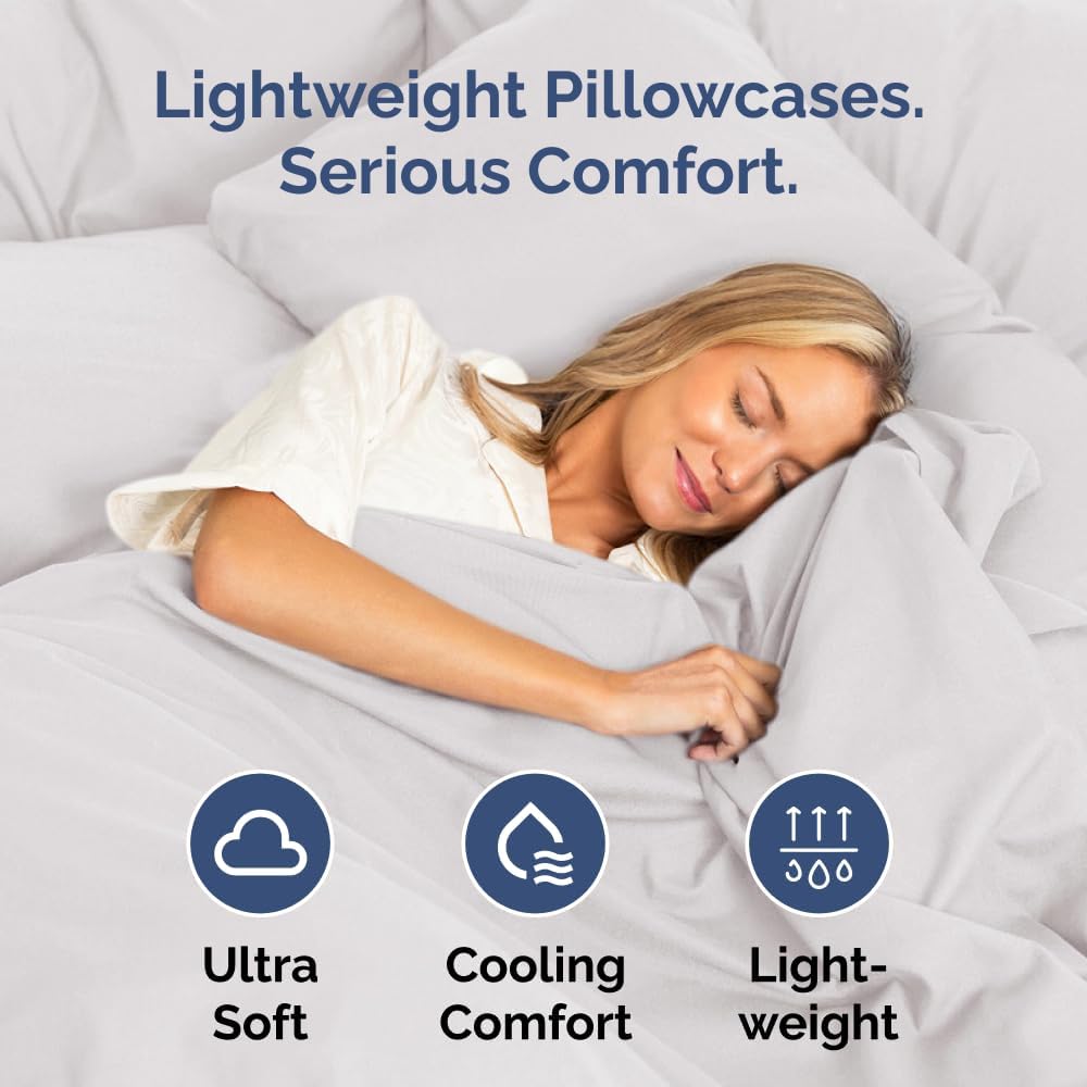 Skiennix Body Pillowcases Set of 4 | Soft & Breathable 20x54 Long Pillow Covers - Fade-Free & Machine Washable - French Grey
