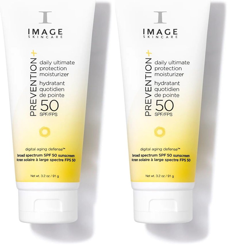 IMAGE Skincare PREVENTION+ Daily Ultimate Protection Moisturizer,SPF 50 Face Sunscreen Lotion,Zinc Oxide,Blendable with No White Cast,3.2 oz,(Pack of 2)