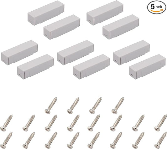 FOCMKEAS 5Pcs Magnetic Reed Switch Wired Surface Mount Normally Closed NC Contact Sensor Alarm Magnetic Door Switch with 2 Wires, ABS White, MC-44b
