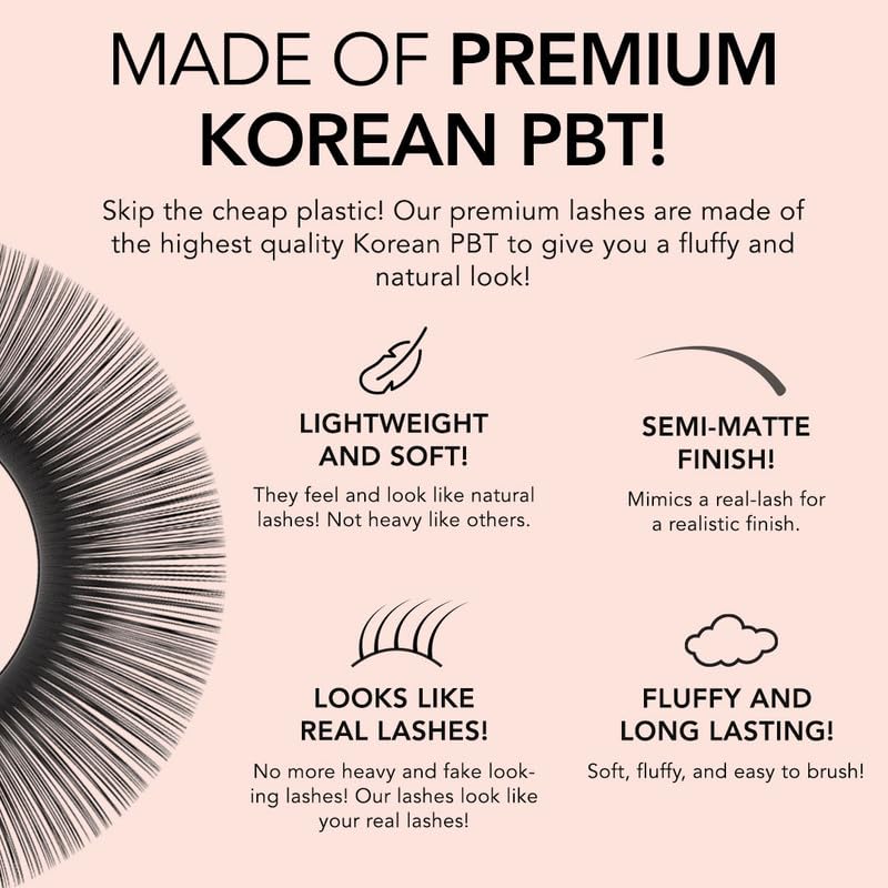 KIARA SKY LASH Premium Cashmere Easy Fan Lash Extensions - Soft Semi-Matte Finish | Black CC-0.03 10mm
