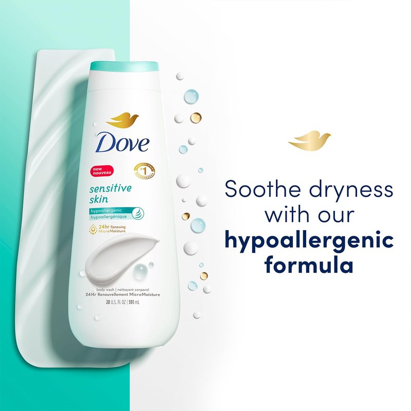 Dove Dandruff Shampoo & Conditioner 2-in-1, DermaCare Calming Relief with Pyrithione Zinc + Body Wash for Sensitive Skin – Best to Prevent Itchy Scalp and Dry Skin (2 Piece Set)