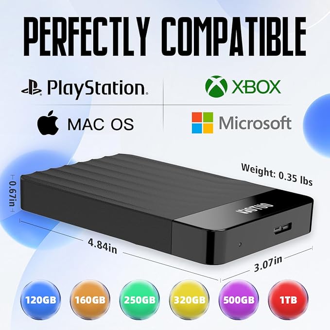 YOTUO 320GB External Hard Drive, Portable Storage Expansion HDD, USB 3.0 & USB-C for PC, Mac, Desktop, Laptop, Smartphone, PS4, Xbox One, Xbox 360, Office & Game