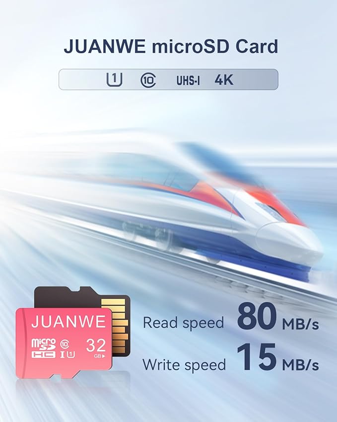 JUANWE 32GB Micro SD Cards 10 Pack Memory Card, SDHC High-Speed U1 SD Card, 32GB TF Cards with 2 Adapter for Phone, Dash Cam, Security Camera (10 Pack, Pink)