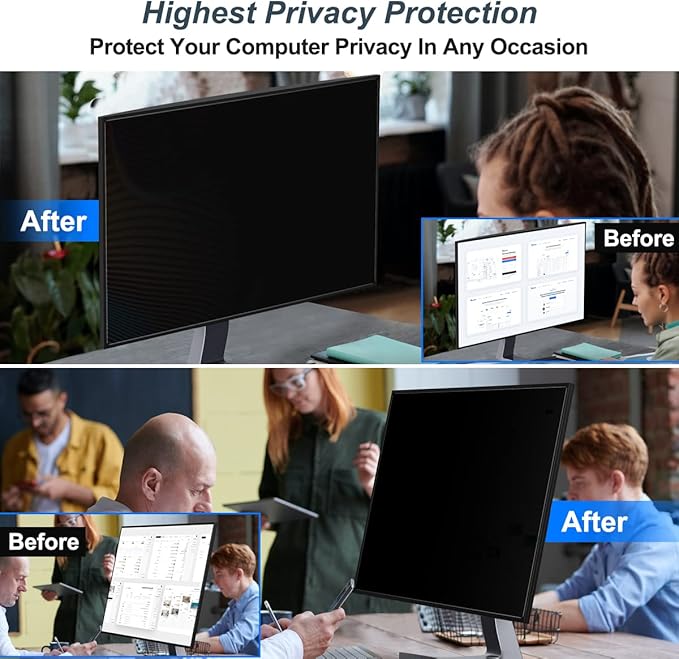 JEAPKA [2-Pack] 24 Inch Privacy Screen for Monitor Computer Screen Privacy Filter for 16:10 Widescreen Monitor Desktop PC Monitor Privacy Film Monitor Privacy Shield and Anti-Glare Protector