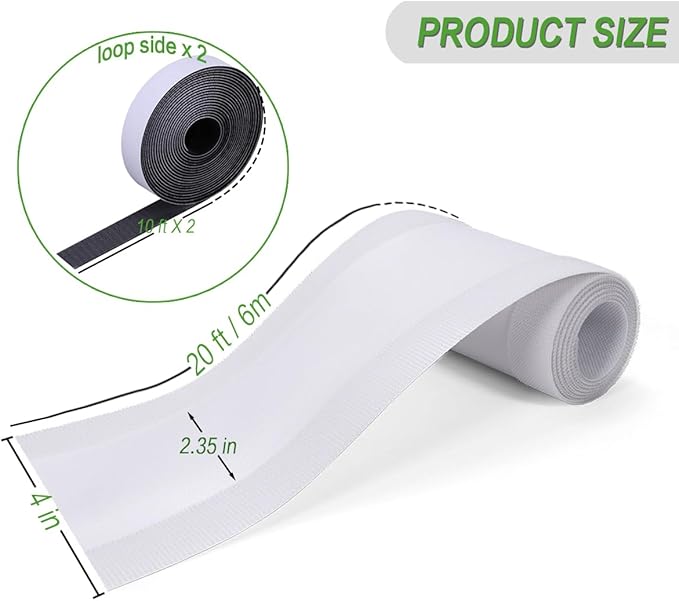 Floor Cable Covers - Oxford Fabric Cord Protector with Adhesive Hook & Loop,Waterproof Wire Storage Sleeve for Any Floor Surface,Durable Cable Management to Prevent Tripping Hazards (White, 20ft)