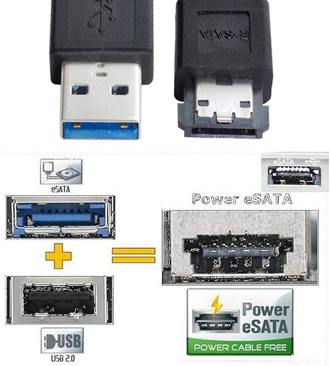 chenyang USB 3.0 to eSATA Adapter 6Gbps for Hard Disk, USB 3.0 to eSATA External SATA Convertor Power eSATA 6Gb/s to USB 3.0 Adapter eSATA Plus USB 3.0 Adapter